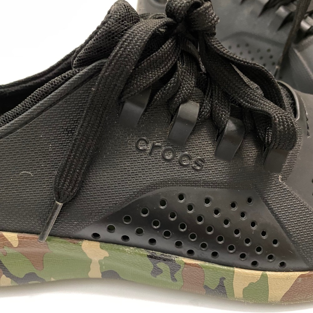 Crocs LiteRide Pacer Mens Size 10 Black Camo Excellent Camouflage Sneakers - Picture 4 of 8